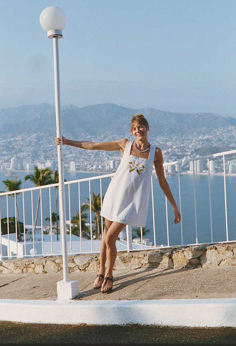 Edeme White Embroidered Linen Dress