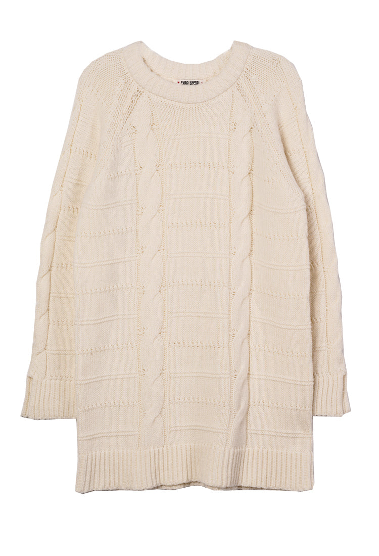 Pria Cable Knit Ivory Sweater Dress
