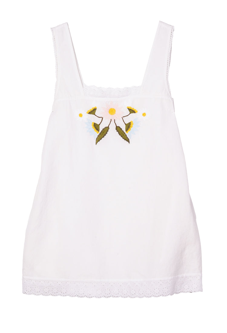 Edeme White Embroidered Linen Dress