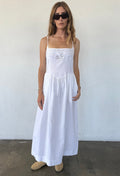 Neroni White Floral Embroidered Linen Dress